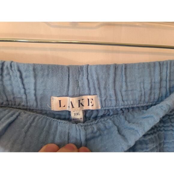 Lake Hampton Serene Blue Top Shorts Pajamas Set Gauze XXL Plus Cotton Blend - Picture 12 of 13